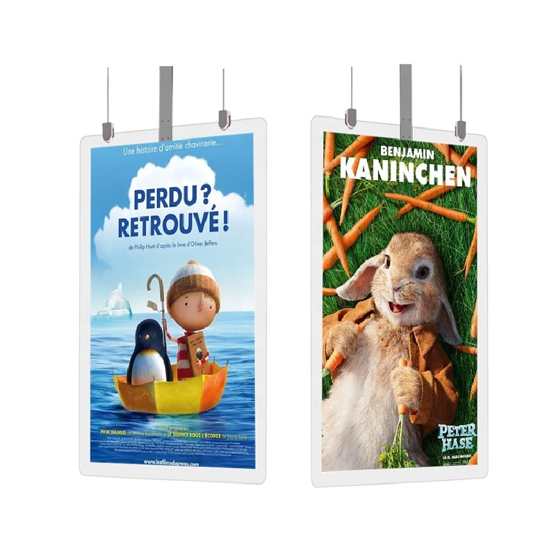 Ultra Slim 1.98CM Thin Indoor QLED OLED Double Sided Ceiling Hanging Digital Advertising Display