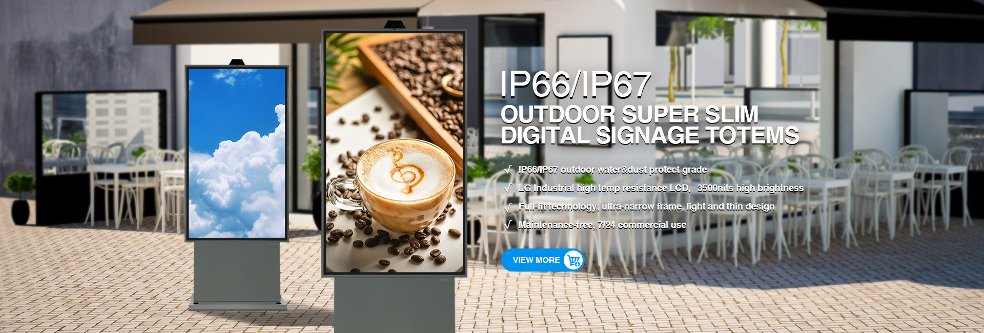 Banner3-super Slim IP66 outdoor LCD digital signage displays